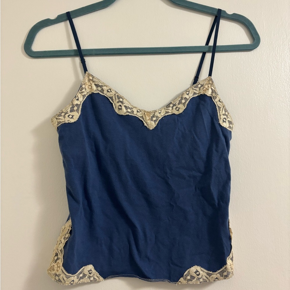 Hollister Navy Cami with Cream Lace